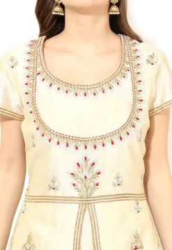Abaya Stylized Embroidered suit In Cream