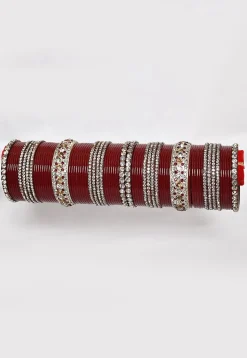 Acrylic Based Choora in Maroon and White