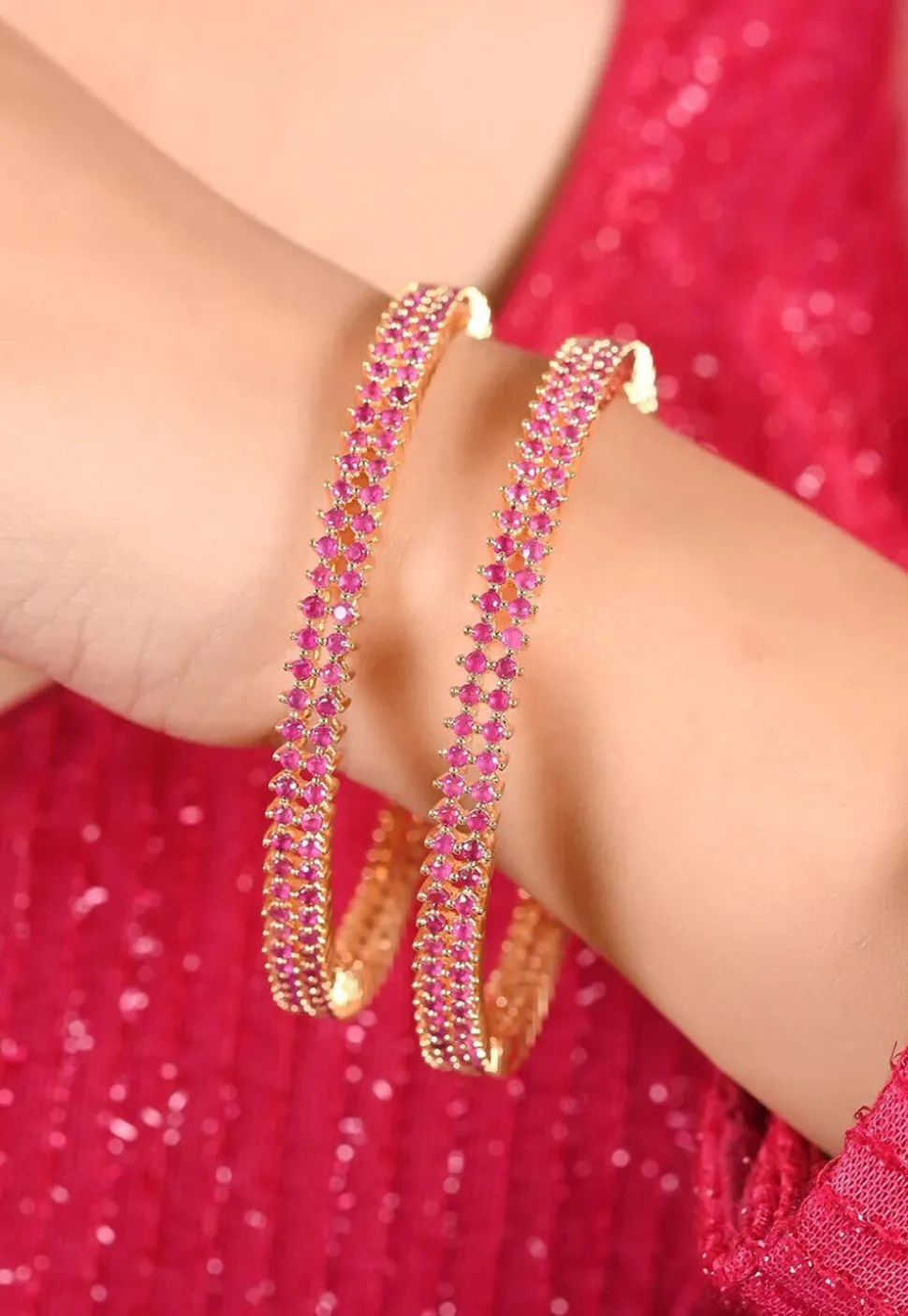 American Diamond Studded Bangle Pair