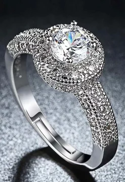 American Diamond Studded Adjustable Ring