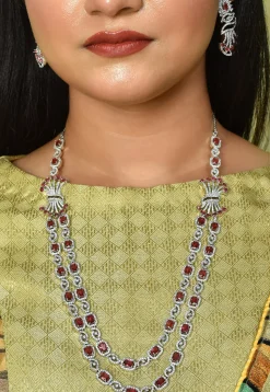 American Diamond Studded Layered Necklace Set
