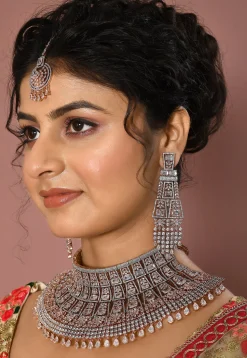 American Diamond Studded Layered Necklace Set