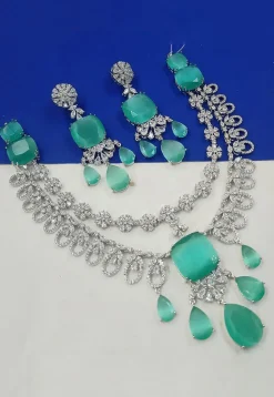 American Diamond Studded Layered Necklace Set