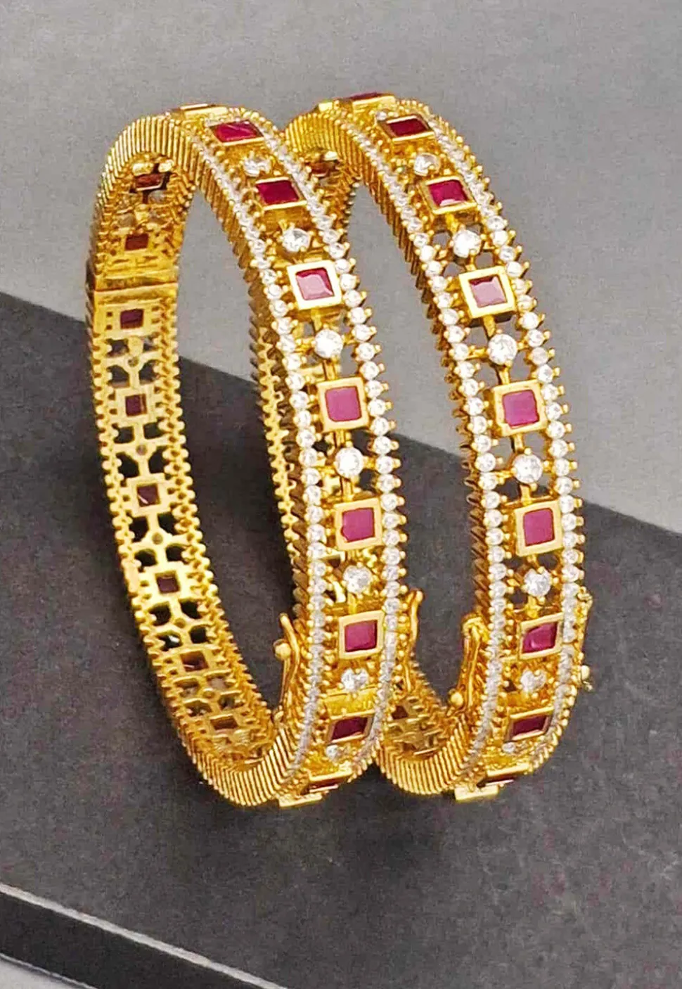 American Diamond Studded Bangle Pair