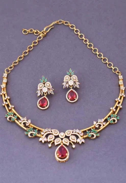American Diamond Studded Choker Necklace Set