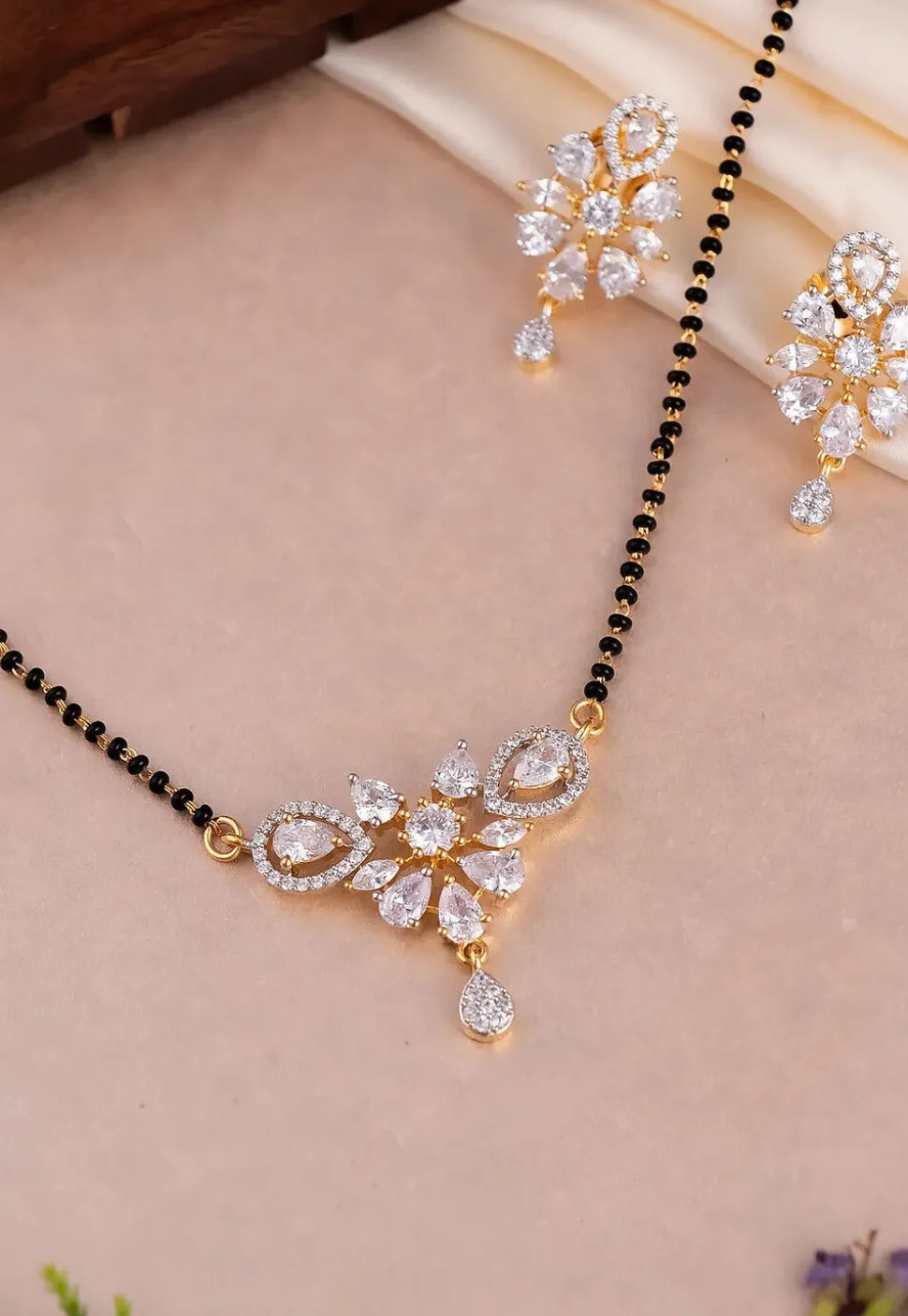 American Diamond Studded Mangalsutra Set