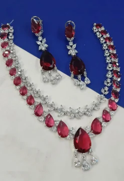 American Diamond Studded Layered Necklace Set