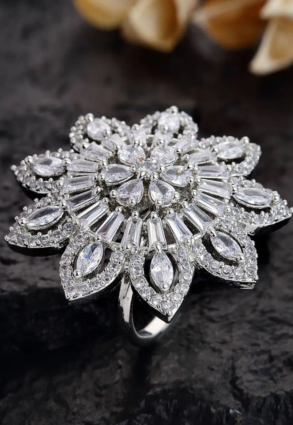 American Diamond Studded Adjustable Ring