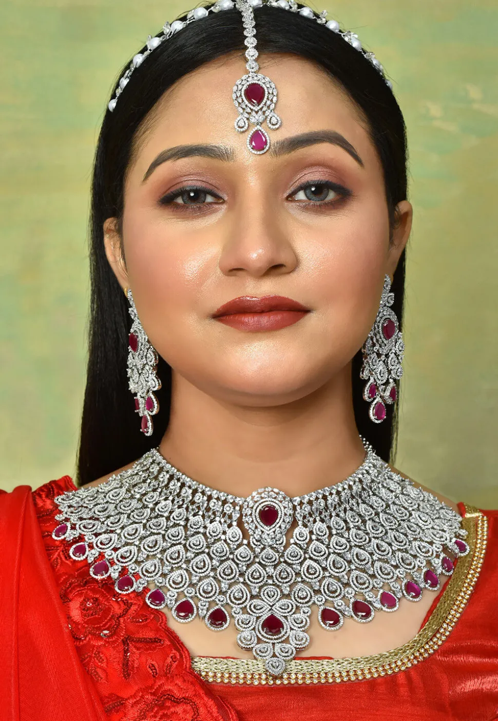 American Diamond Studded Choker Necklace Set