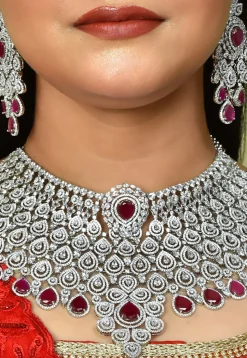 American Diamond Studded Choker Necklace Set