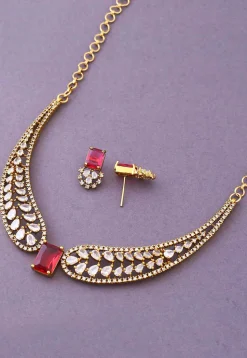 American Diamond Studded Choker Necklace Set