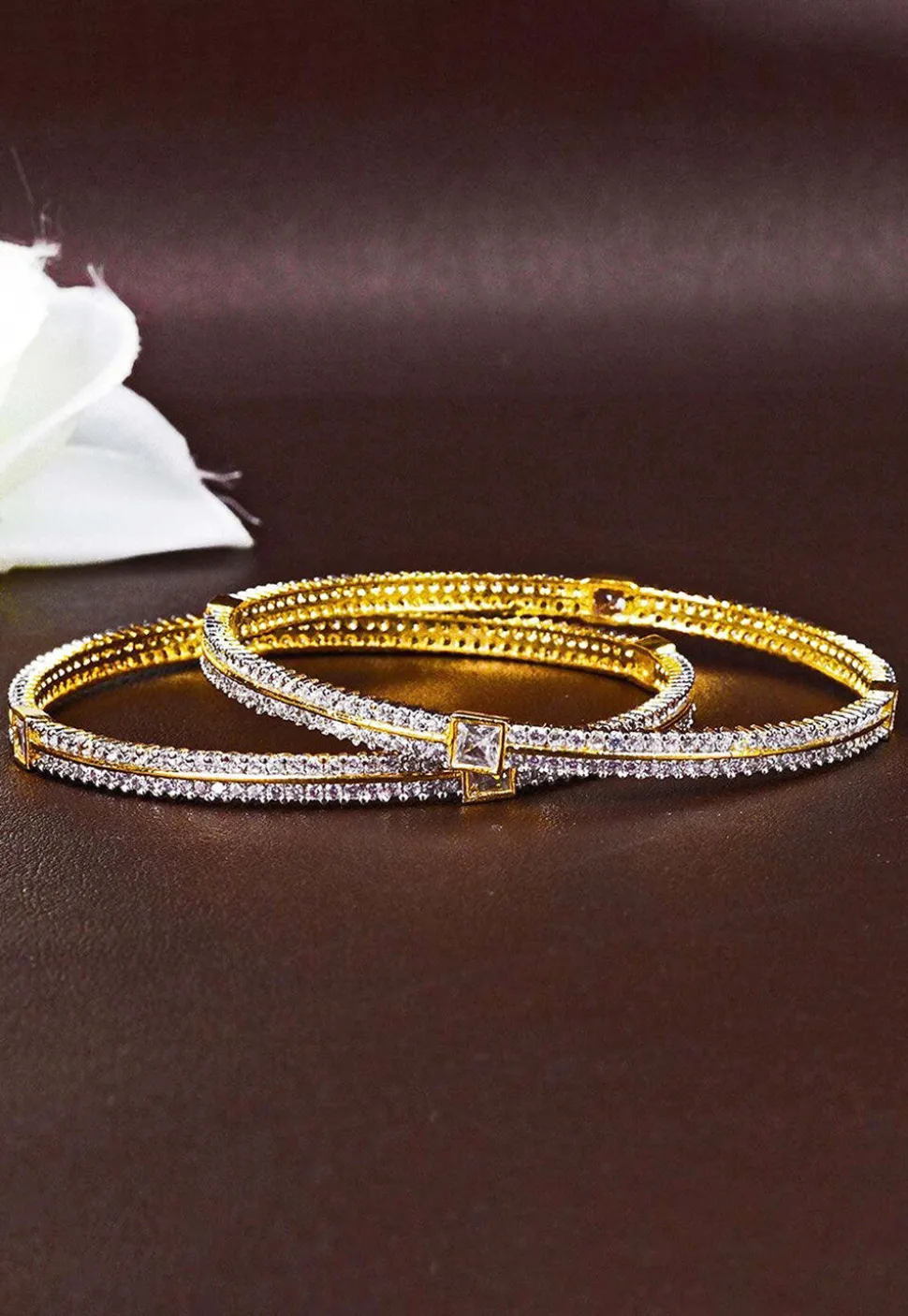 American Diamond Studded Bangle Pair
