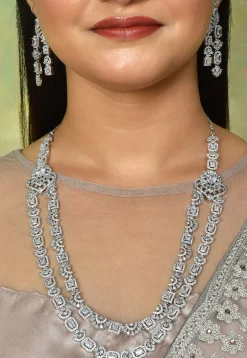 American Diamond Studded Layered Necklace Set