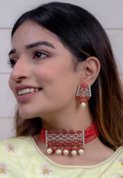 American Diamond Studded Choker Necklace Set
