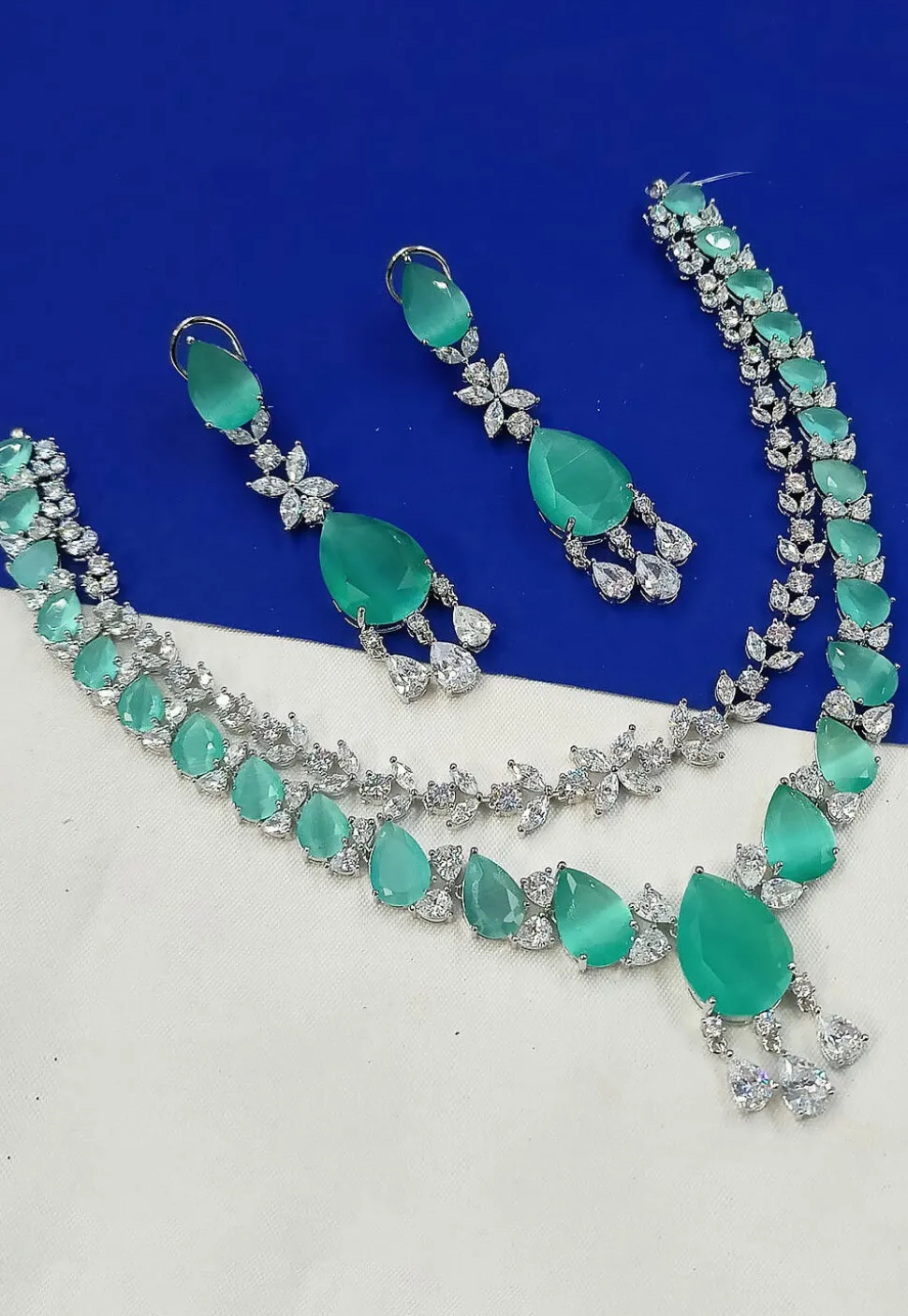 American Diamond Studded Layered Necklace Set