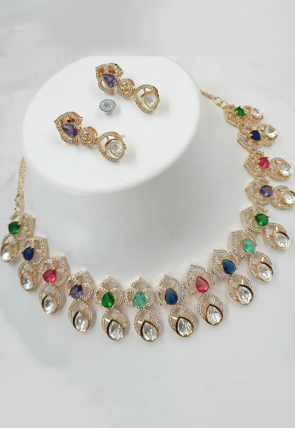 American Diamond Studded Choker Necklace Set
