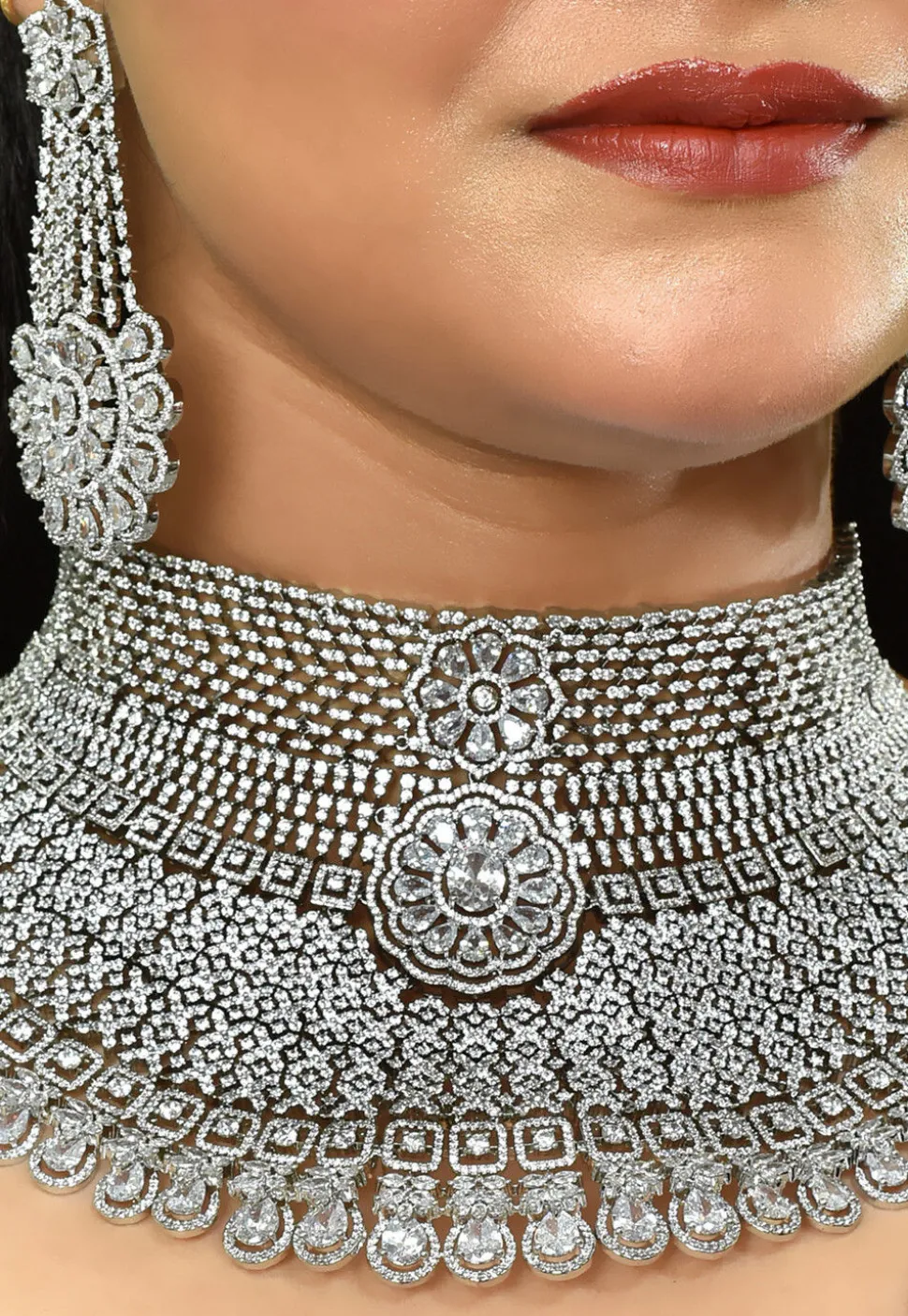 American Diamond Studded Choker Necklace Set