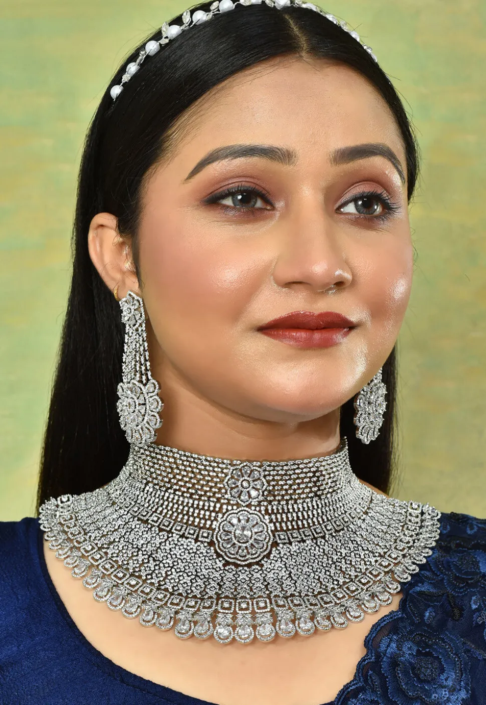 American Diamond Studded Choker Necklace Set