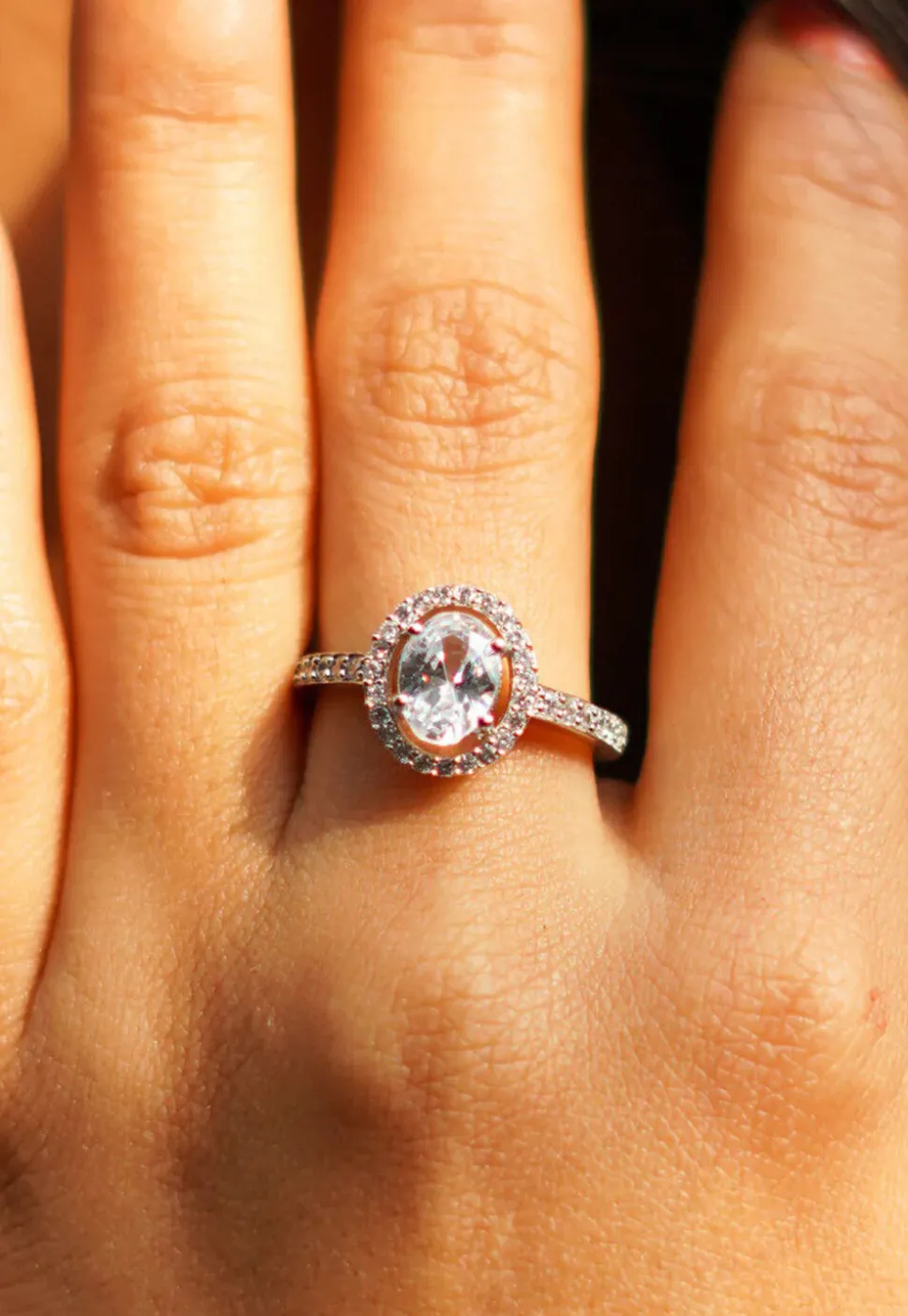 American Diamond Studded Adjustable Ring
