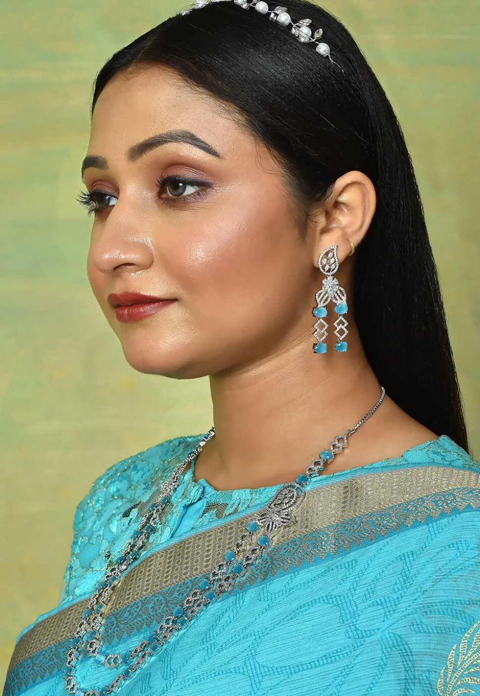 American Diamond Studded Layered Necklace Set