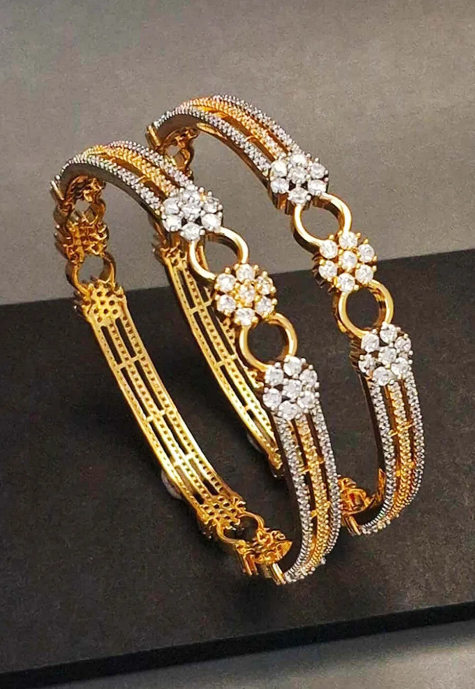 American Diamond Studded Bangle Pair