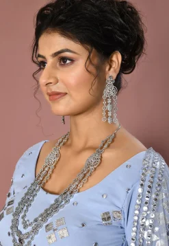 American Diamond Studded Layered Necklace Set