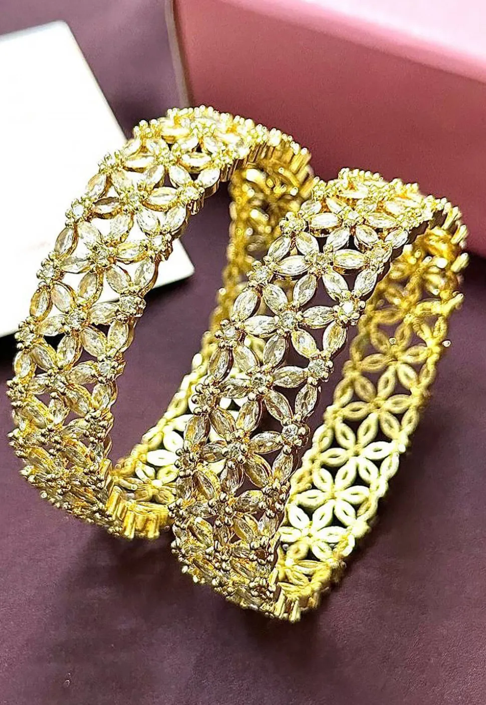 American Diamond Studded Bangle Pair