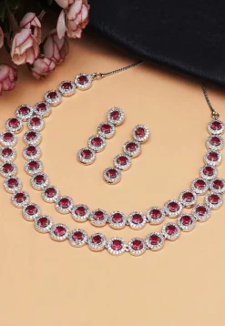 American Diamond Studded Layered Necklace Set