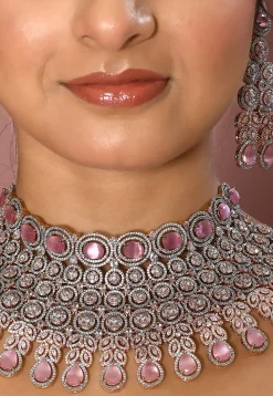 American Diamond Studded Choker Necklace Set