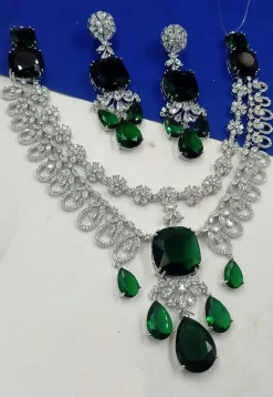 American Diamond Studded Layered Necklace Set