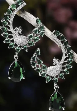 American Diamond Studded Peacock Style Earrings