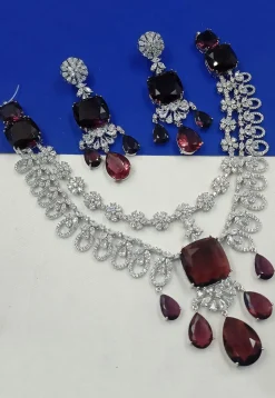 American Diamond Studded Layered Necklace Set