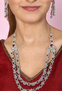 American Diamonds Studded Layered Necklace Set