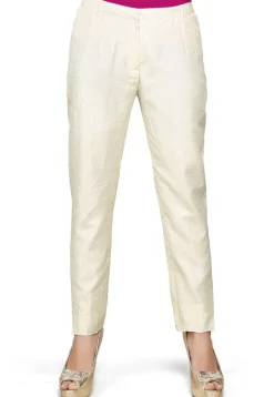 Art Dupion Silk Straight Pant in Off White