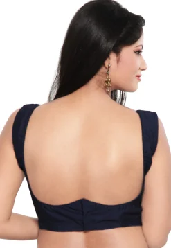Art Raw Silk Blouse in Navy Blue