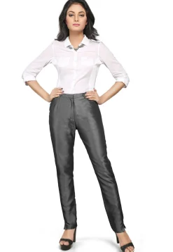 Art Silk Straight Pant in dark Grey