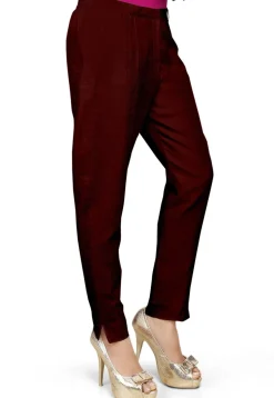 Art Silk Straight Pant in Maroon