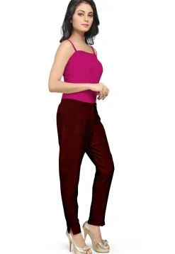 Art Silk Straight Pant in Maroon