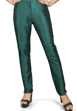 Art Silk Straight Pant in Teal Green