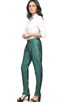 Art Silk Straight Pant in Teal Green