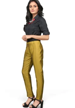 Art Silk Straight Pant in Olive Green
