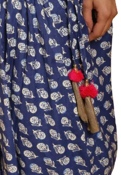 Bagru Printed Cotton Dhoti Pant in Blue