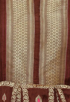 Banarasi Abaya Style Suit in Dark Brown