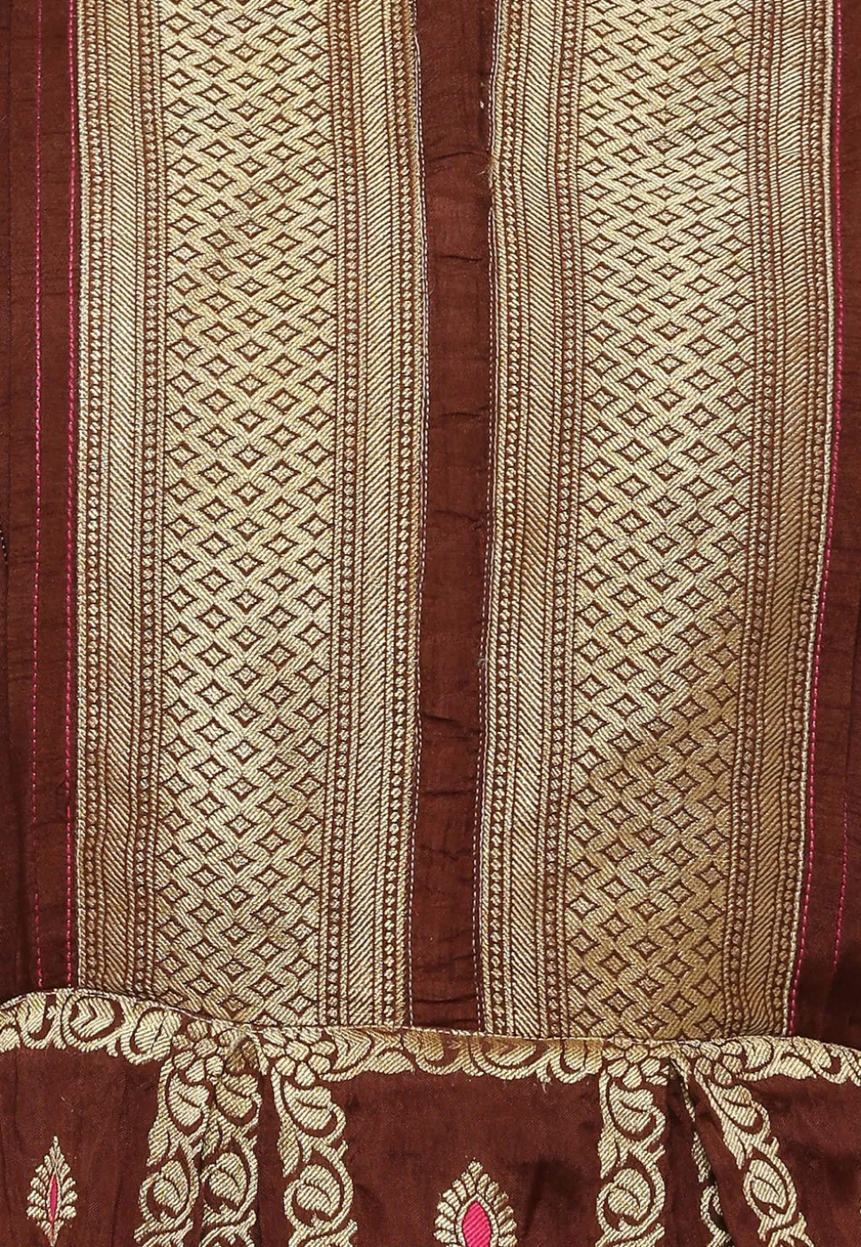 Banarasi Abaya Style Suit in Dark Brown