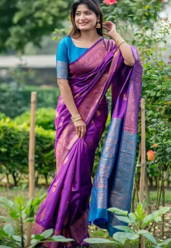 Banarasi Art Banarasi Silk Saree in Purple