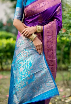 Banarasi Art Banarasi Silk Saree in Purple