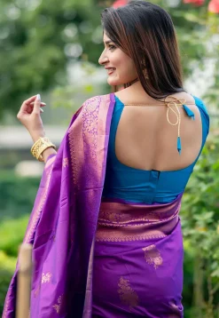 Banarasi Art Banarasi Silk Saree in Purple