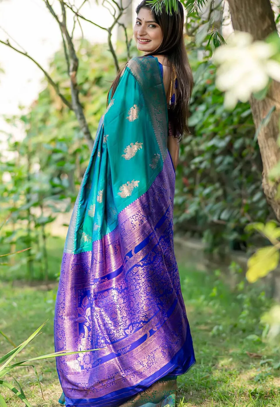 Banarasi Art Banarasi Silk Saree in Sea Green