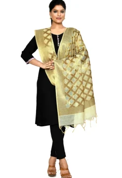 Banarasi Cotton Silk Dupatta in Light Beige