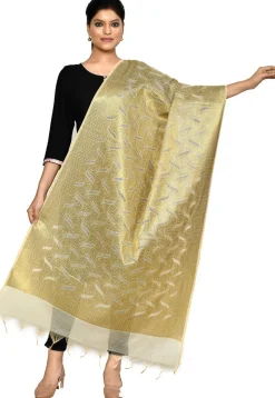 Banarasi Cotton Silk Dupatta in Light Beige